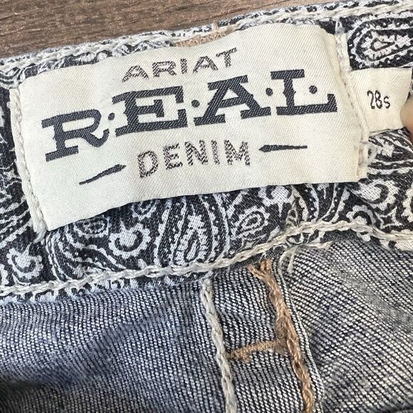 Ariat Real MR Denim Jeans Size 28S Short Low Mid Rise Bootcut Entwined Stretch - Picture 6 of 14